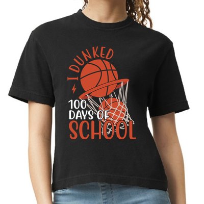 I Dunked 100 Days Of School Basketball Comfort Colors Boxy T-Shirt