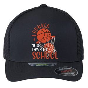 I Dunked 100 Days Of School Basketball Flexfit Unipanel Trucker Cap