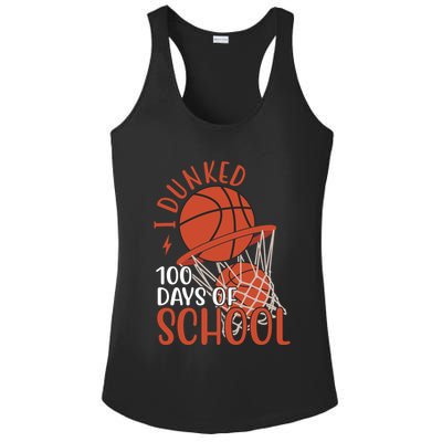 I Dunked 100 Days Of School Basketball Ladies PosiCharge Competitor Racerback Tank