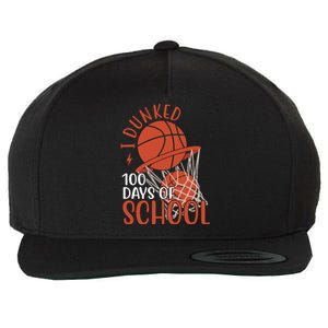 I Dunked 100 Days Of School Basketball Wool Snapback Cap