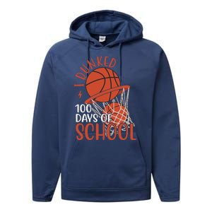 I Dunked 100 Days Of School Basketball Performance Fleece Hoodie