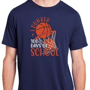 I Dunked 100 Days Of School Basketball Adult ChromaSoft Performance T-Shirt