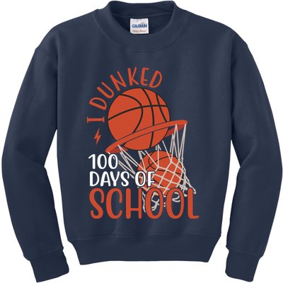 I Dunked 100 Days Of School Basketball Kids Sweatshirt