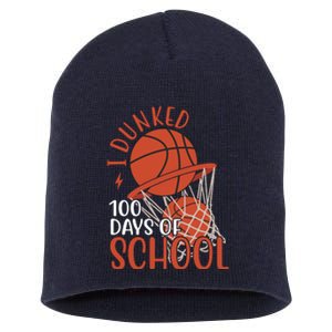 I Dunked 100 Days Of School Basketball Short Acrylic Beanie