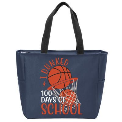 I Dunked 100 Days Of School Basketball Zip Tote Bag