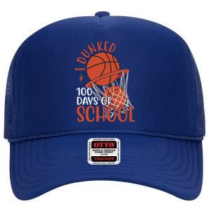 I Dunked 100 Days Of School Basketball High Crown Mesh Back Trucker Hat