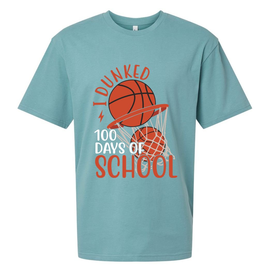 I Dunked 100 Days Of School Basketball Sueded Cloud Jersey T-Shirt
