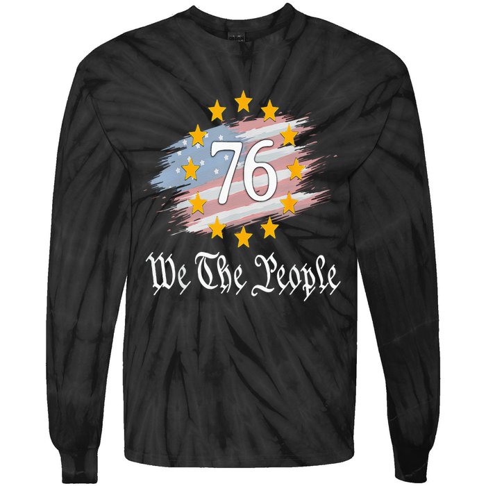 Independence Day 1776 4th Of July USA Flag Patriotic Tie-Dye Long Sleeve Shirt