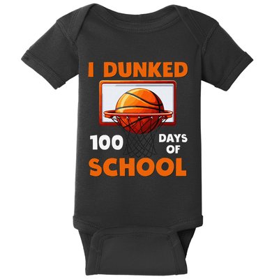 I Dunked 100 Days Of School Basketball 100th Day Baby Bodysuit