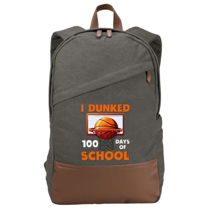 I Dunked 100 Days Of School Basketball 100th Day Cotton Canvas Backpack