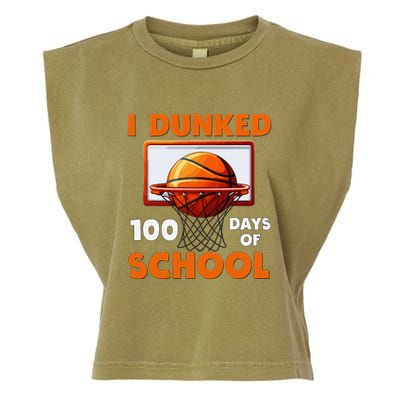 I Dunked 100 Days Of School Basketball 100th Day Garment-Dyed Women's Muscle Tee