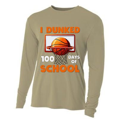 I Dunked 100 Days Of School Basketball 100th Day Cooling Performance Long Sleeve Crew