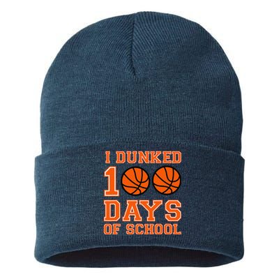 I Dunked 100 Days Of School Basketball 100th Day Sustainable Knit Beanie