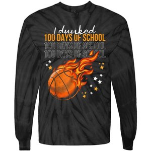 I Dunked 100 Days Of School Basketball 100th Day Of School Tie-Dye Long Sleeve Shirt