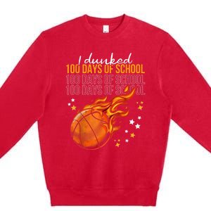 I Dunked 100 Days Of School Basketball 100th Day Of School Premium Crewneck Sweatshirt