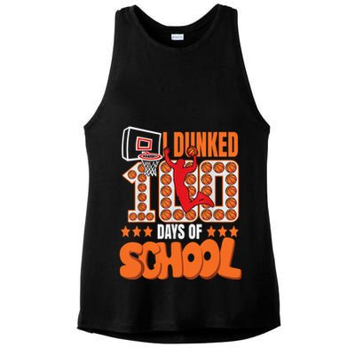 I Dunked 100 Days Of School Basketball 100th Day Ladies PosiCharge Tri-Blend Wicking Tank