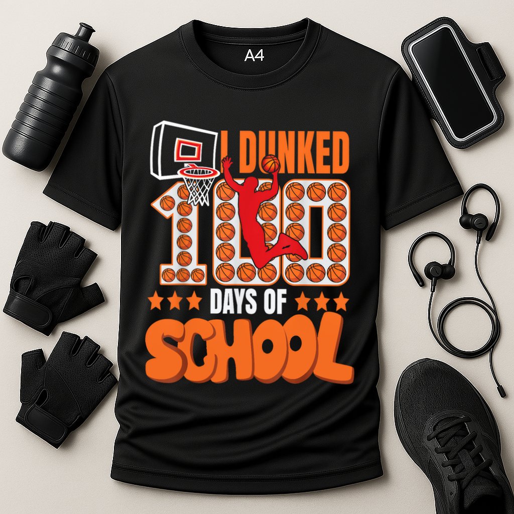 I Dunked 100 Days Of School Basketball 100th Day Performance Shirt