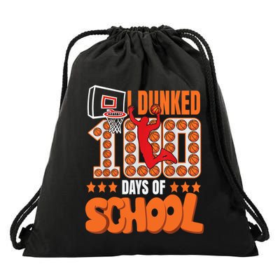 I Dunked 100 Days Of School Basketball 100th Day Drawstring Bag