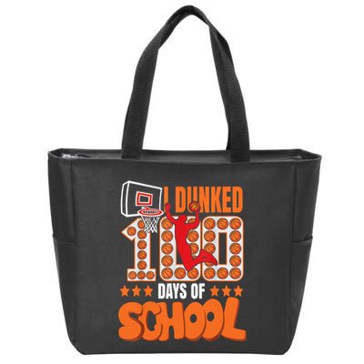 I Dunked 100 Days Of School Basketball 100th Day Zip Tote Bag
