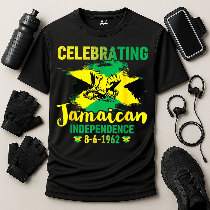 Independence Day 1962 Jamaican Flag Cooling Performance Crew T-Shirt