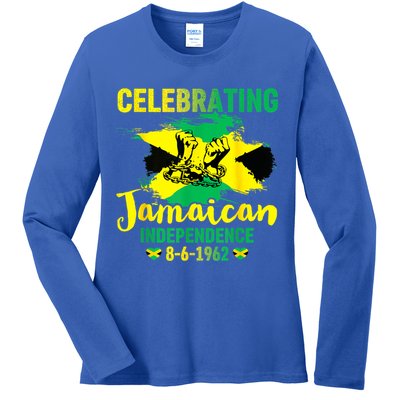 Independence Day 1962 Jamaican Flag Ladies Long Sleeve Shirt
