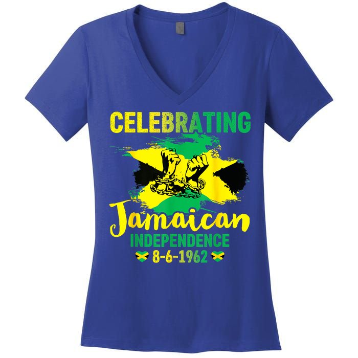 Independence Day 1962 Jamaican Flag Women's V-Neck T-Shirt