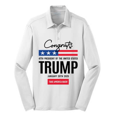 Inauguration Day 2025 Congrats Trump 2025 Silk Touch Performance Long Sleeve Polo