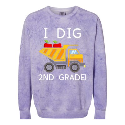 I Dig 2nd Grade Student Teacher Construction Back To School Colorblast Crewneck Sweatshirt