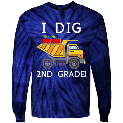 I Dig 2nd Grade Student Teacher Construction Back To School Tie-Dye Long Sleeve Shirt