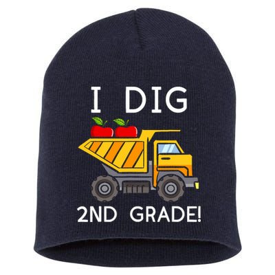 I Dig 2nd Grade Student Teacher Construction Back To School Short Acrylic Beanie