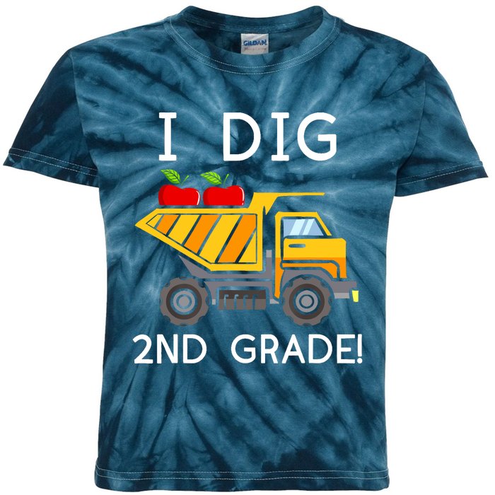 I Dig 2nd Grade Student Teacher Construction Back To School Kids Tie-Dye T-Shirt