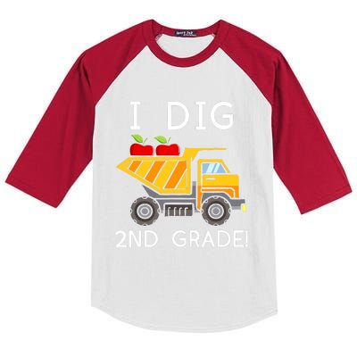 I Dig 2nd Grade Student Teacher Construction Back To School Kids Colorblock Raglan Jersey