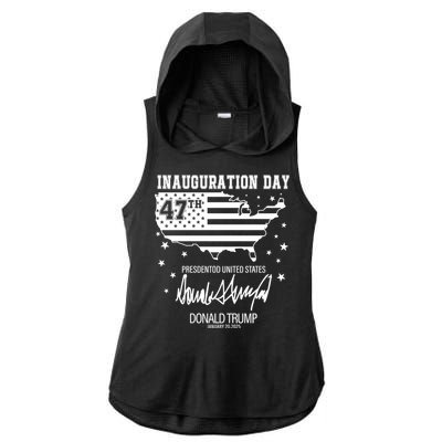 Inauguration Day 47th President Of The United States Donald Trump Ladies PosiCharge Tri-Blend Wicking Draft Hoodie Tank