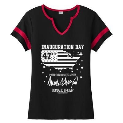 Inauguration Day 47th President Of The United States Donald Trump Ladies Halftime Notch Neck Tee