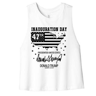 Inauguration Day 47th President Of The United States Donald Trump Women's Racerback Cropped Tank