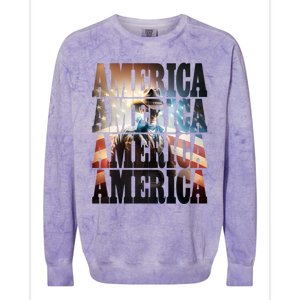 Independence Day 4th Of July Us American Flag Patriotic Cool Gift Colorblast Crewneck Sweatshirt