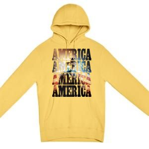 Independence Day 4th Of July Us American Flag Patriotic Cool Gift Premium Pullover Hoodie