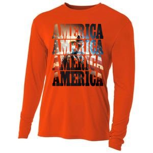 Independence Day 4th Of July Us American Flag Patriotic Cool Gift Cooling Performance Long Sleeve Crew