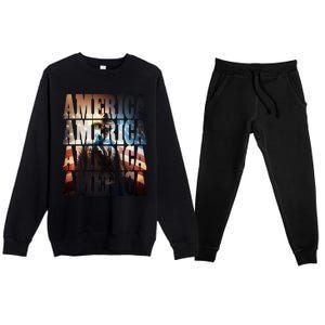 Independence Day 4th Of July Us American Flag Patriotic Cool Gift Premium Crewneck Sweatsuit Set