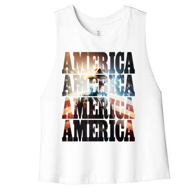 Independence Day 4th Of July Us American Flag Patriotic Cool Gift Women's Racerback Cropped Tank