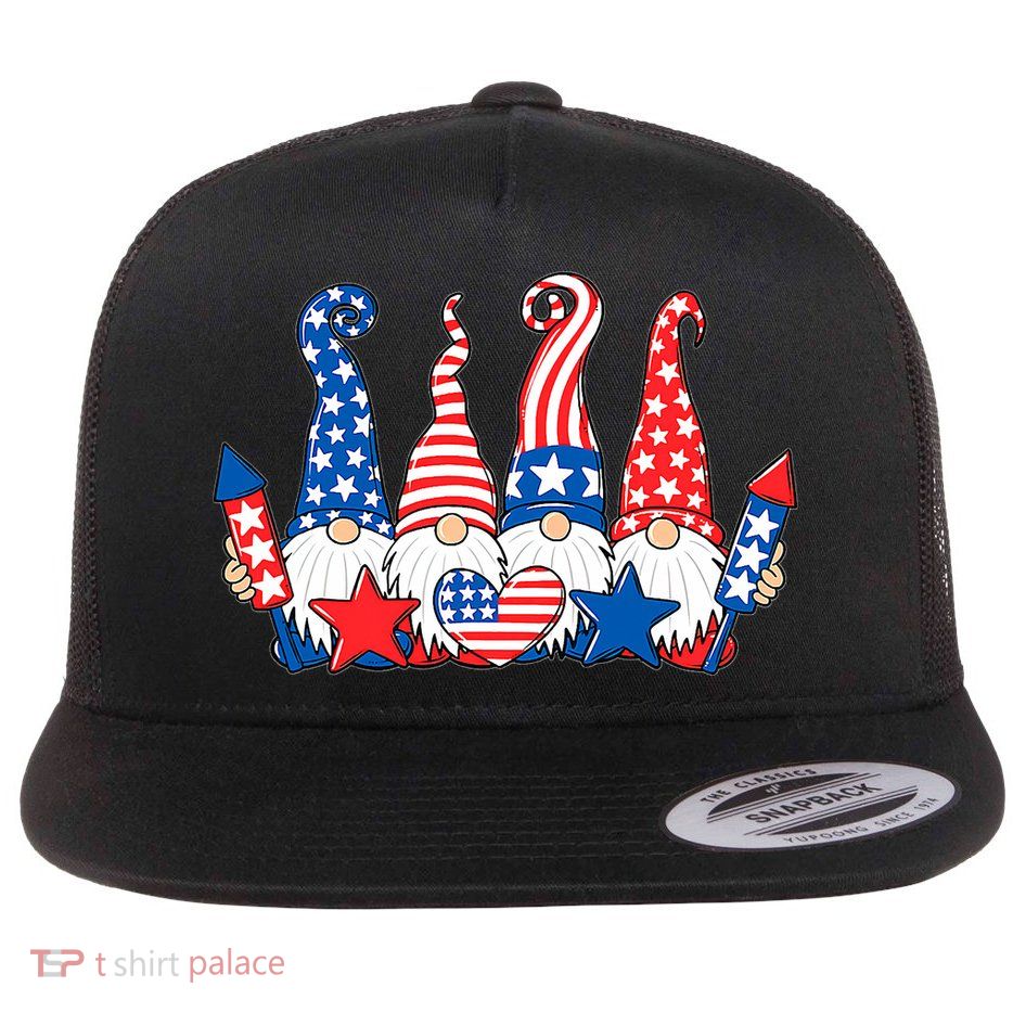 Independence Day 4th Of July Cute Gnomes Flatbill Hat
