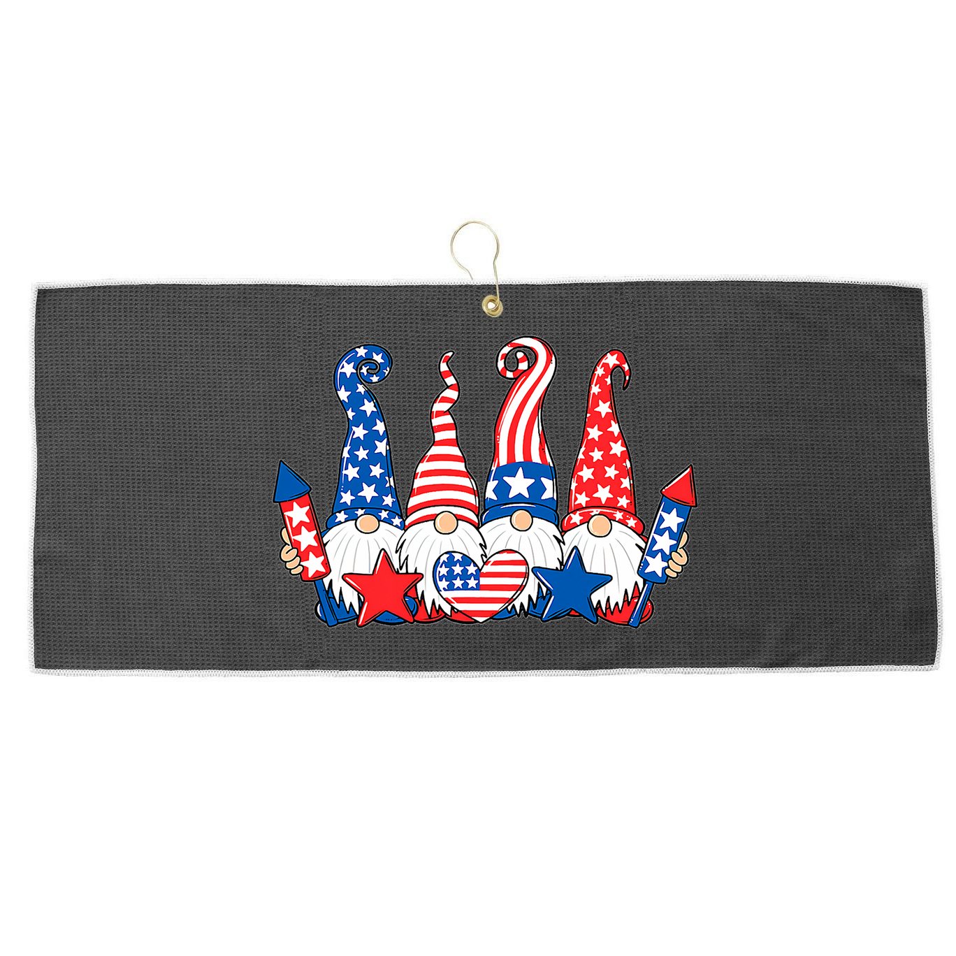 Independence Day 4th Of July Cute Gnomes Large Microfiber Waffle Golf Towel