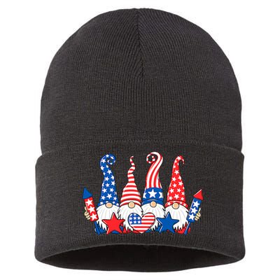 Independence Day 4th Of July Cute Gnomes Sustainable Knit Beanie