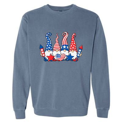 Independence Day 4th Of July Cute Gnomes Garment-Dyed Sweatshirt