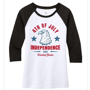 Independence Day 4th Of July Eagle Women's Tri-Blend 3/4-Sleeve Raglan Shirt