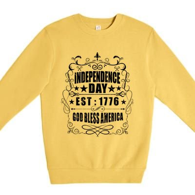 Independence Day 4th July 1776 God Bless America Cool Gift Premium Crewneck Sweatshirt