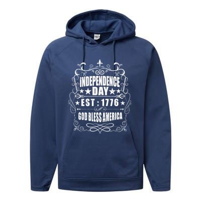 Independence Day 4th July 1776 God Bless America Cool Gift Performance Fleece Hoodie