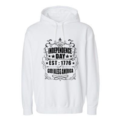 Independence Day 4th July 1776 God Bless America Cool Gift Garment-Dyed Fleece Hoodie