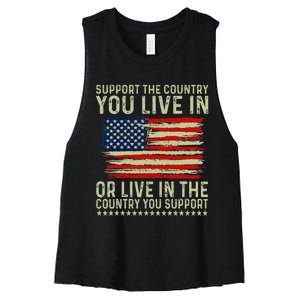 Independance Day 4th Of July Support The Country You Live In Women's Racerback Cropped Tank