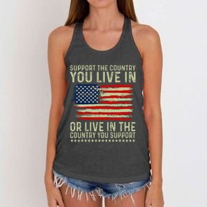 Independance Day 4th Of July Support The Country You Live In Women's Knotted Racerback Tank